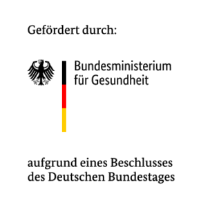 Logo des Bundesministeriums für Gesundheit mit folgendem Text: Gefördert durch: Bundesministerium für Gesundheit aufgrund eines Beschlusses des Deutschen Bundestages
